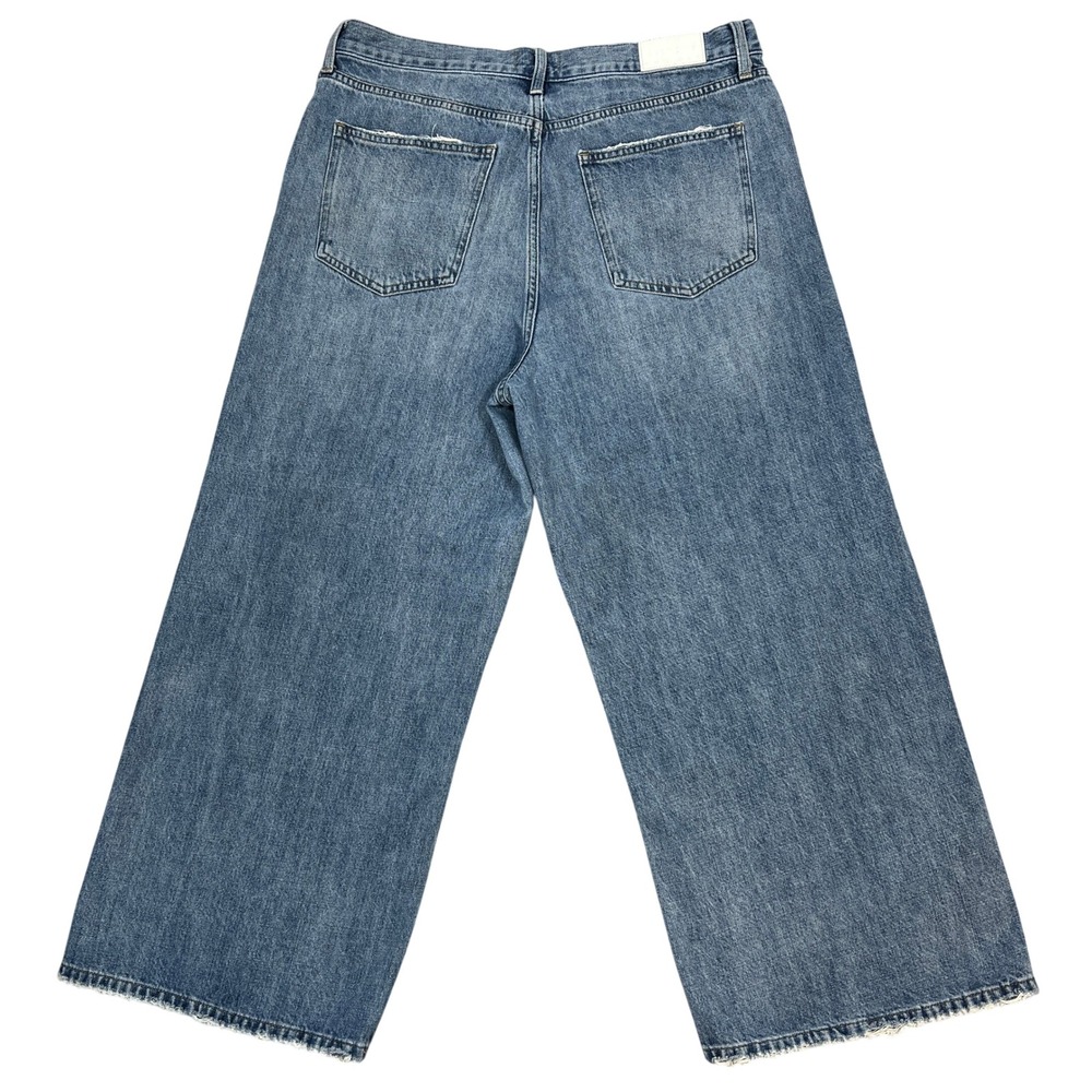 Pistola Loretta Wide Leg Ankle Jeans 33 Lapis High-Rise Crop Distressed Coastal - Picture 2 of 14